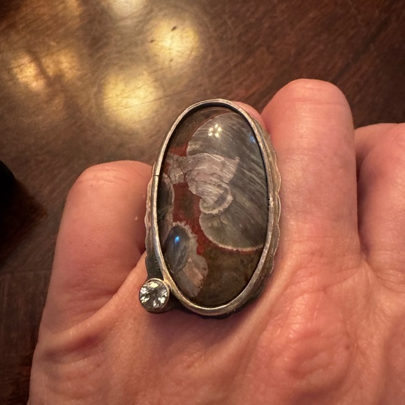 Sterling Silver and Mushroom Jasper Stone Ring